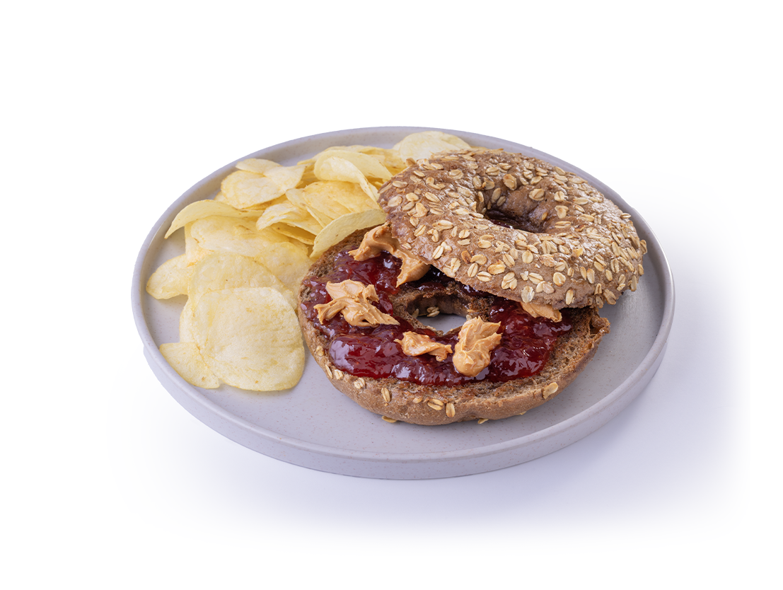 PEANUT BUTTER STRAWBERRY JAM BAGEL